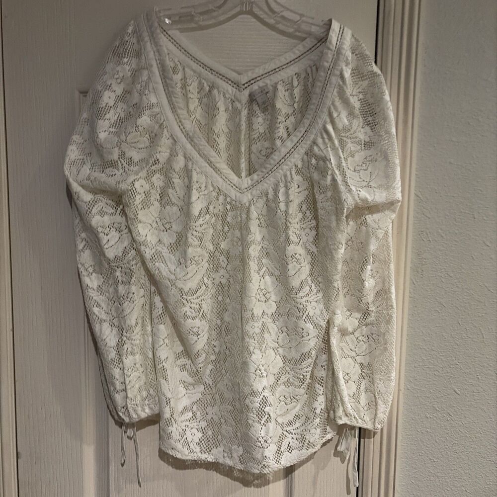 Hinge Nordstrom Women's Lace Embroidered Blouse Large